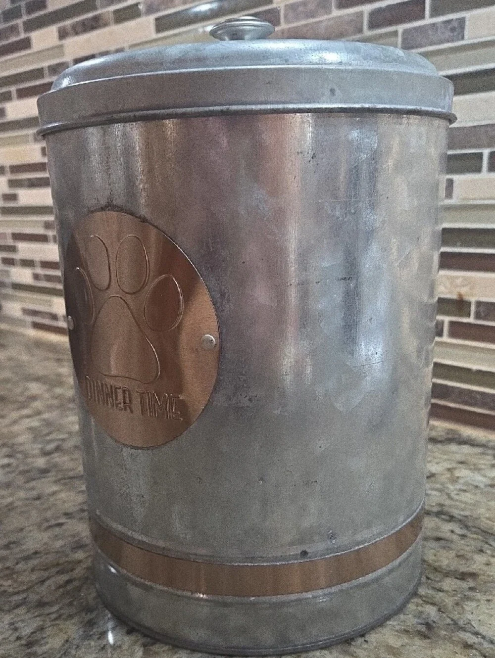 American Atelier Silver & Copper Pet Food Canister